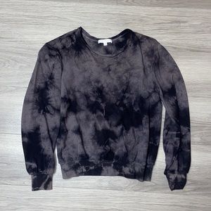 Washed Black Tie Dye Crew Neck Sweater